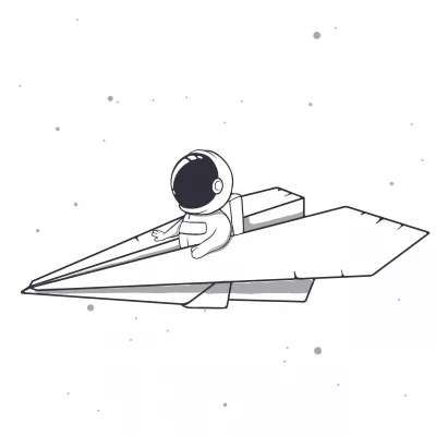 baby astronaut flies on a paper airplane in space.Vector illustration.